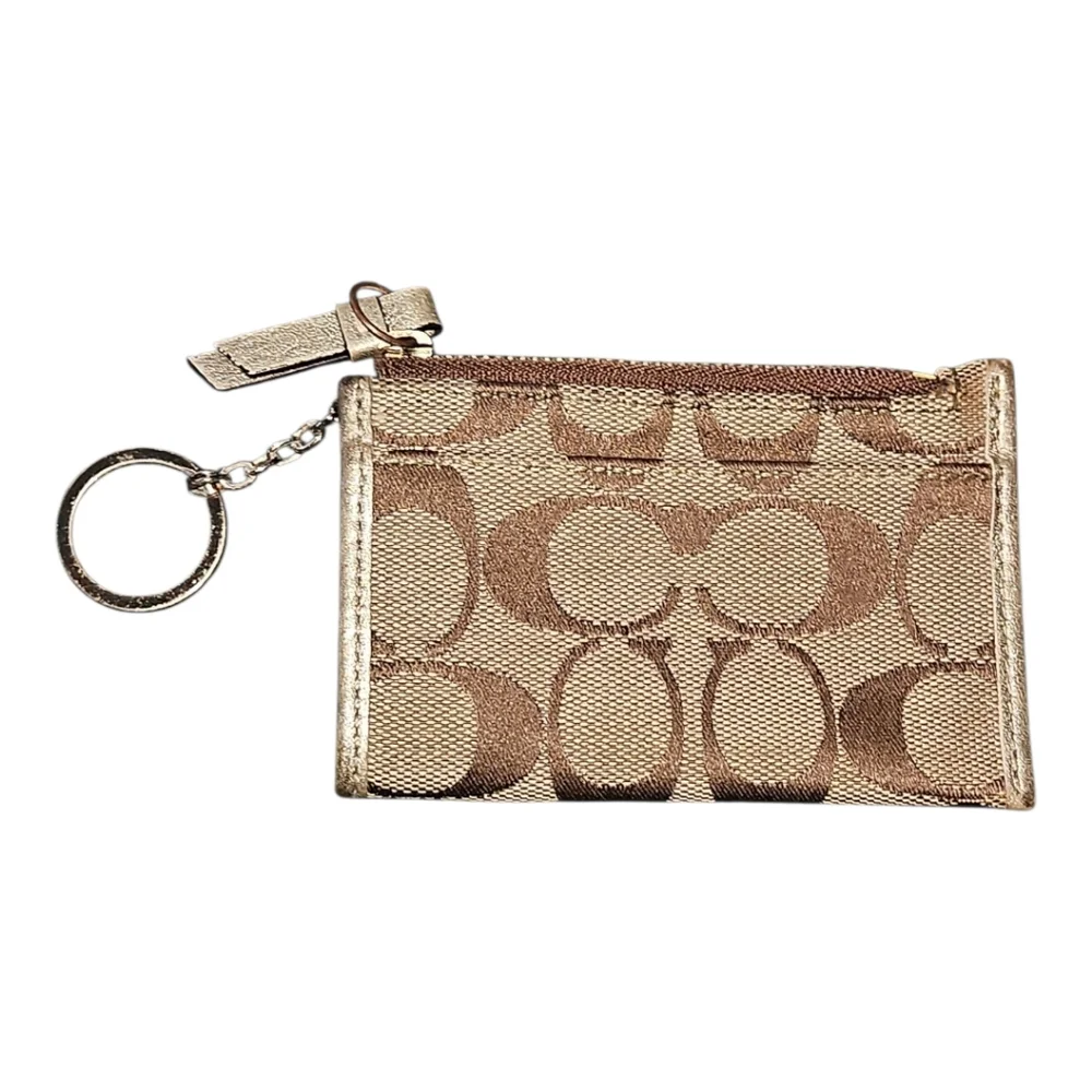 Coach Keychain Card Holder Carrier Signature Logo Canvas